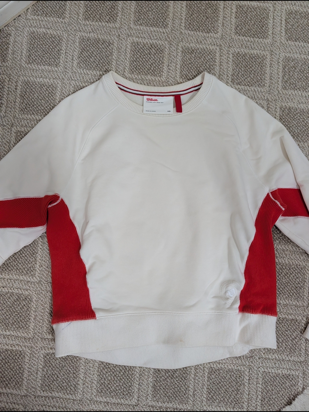 Wilson White Crewneck with Red Side Panels